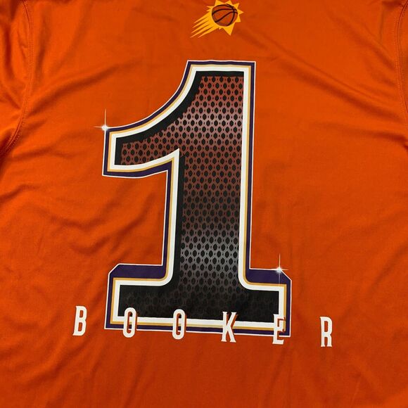 Phoenix Suns T Shirt Mens L Large Orange Devin Booker Sweat Wicking Crew Neck - Picture 8 of 10